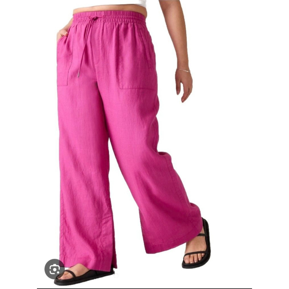 Women's Athleta Pink Linen Wide Leg Pants 3X